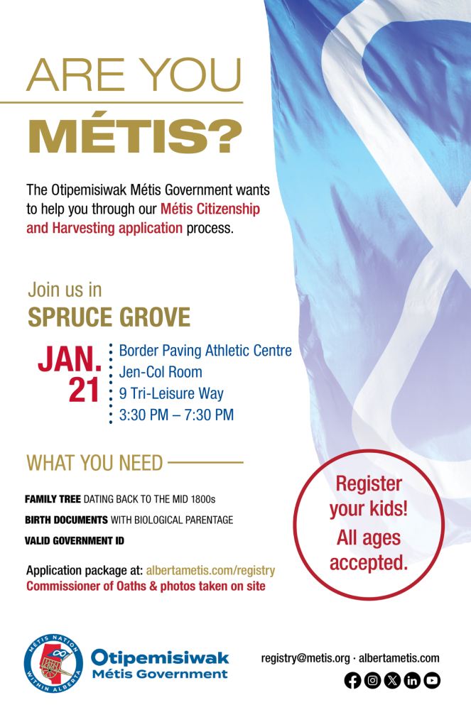 Spruce Grove Registry Event on Jan 21 from 3:30 pm-7:30pm at the Border Paving Athletic Centre in the Jen Col Room