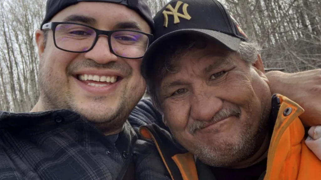 Métis hunters, Jake Sansom (left) and his uncle Morris Cardinal.