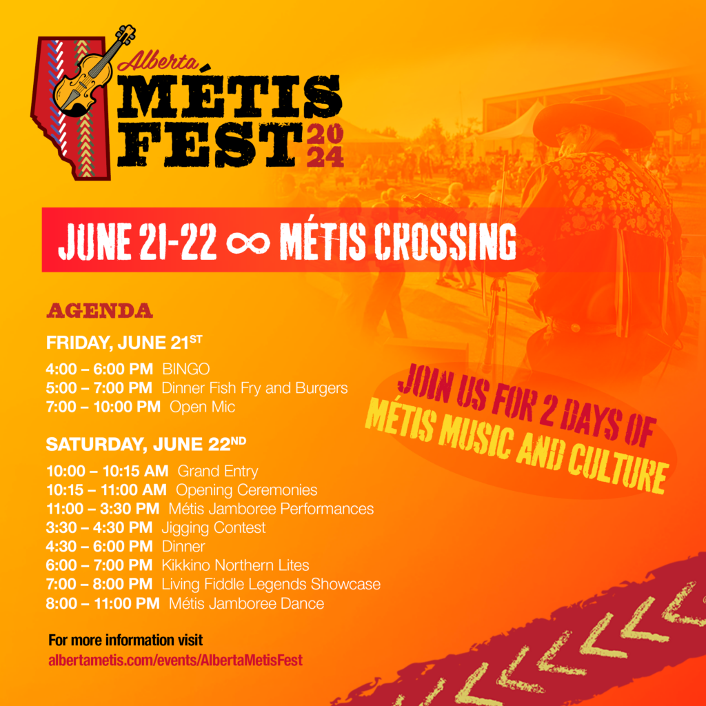 Schedule of events for Alberta Metis Fest 2024
