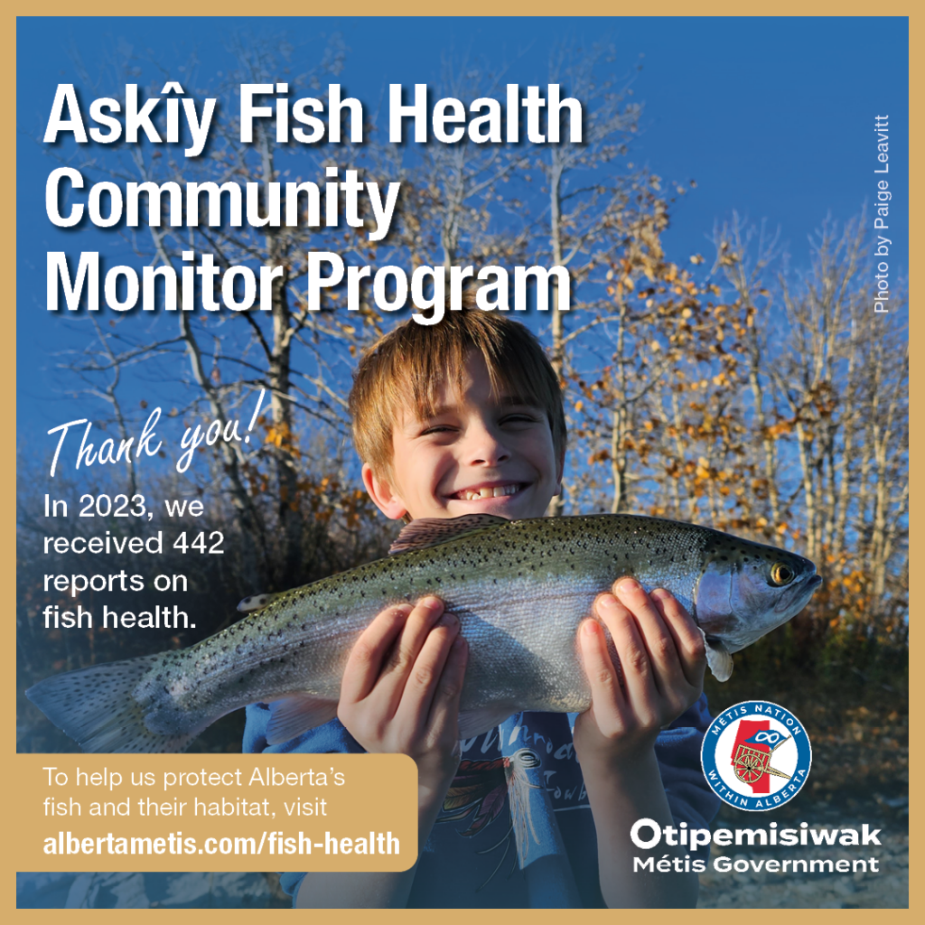 Askiy Fish Health Community Monitor Program. Thank you. In 2023, we received 442 reports on fish health. 