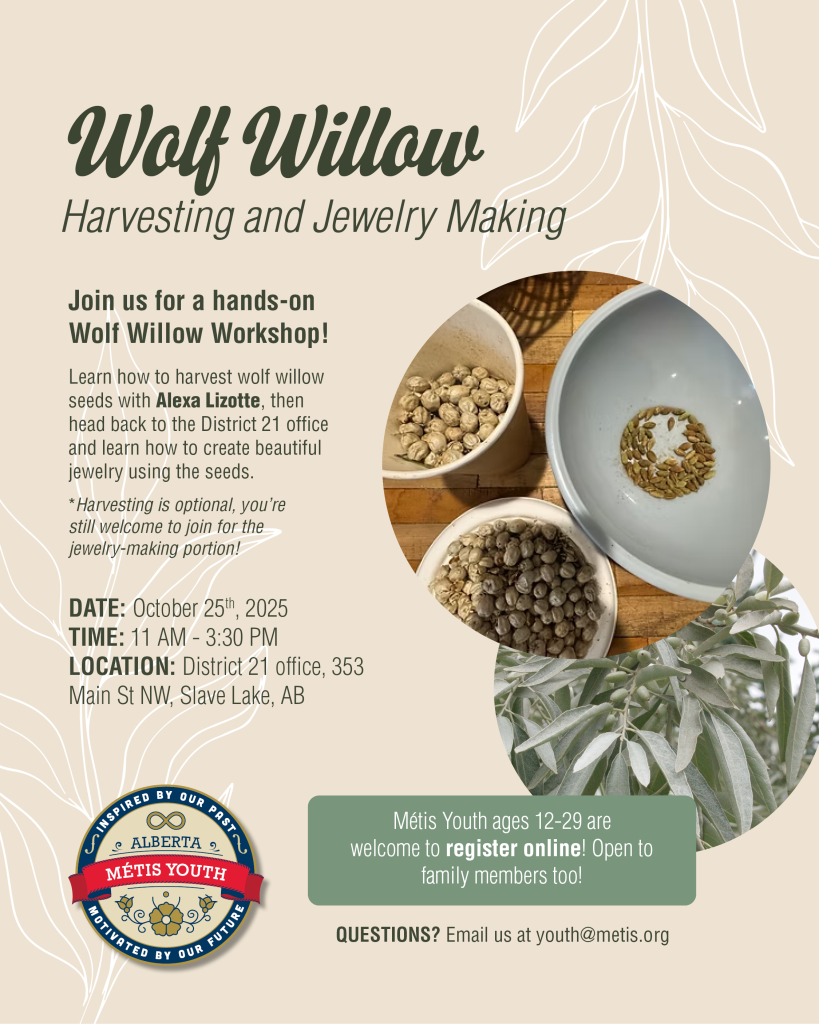 event graphic sowing wolf willow seeds and leaves