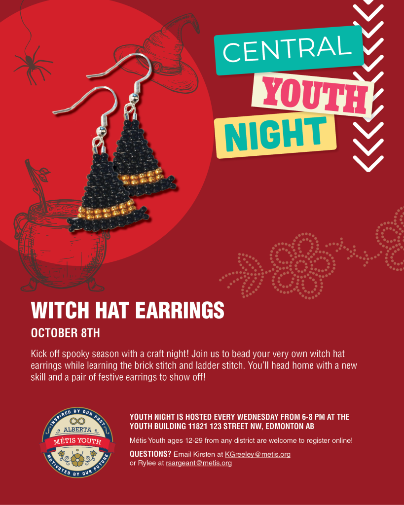 event graphic showing two beaded witch hat earrings